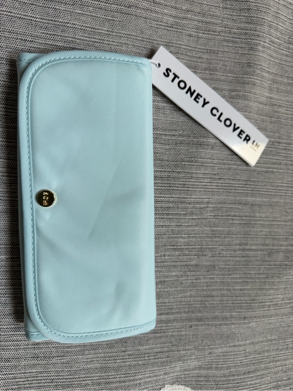 Stoney Clover Lane Sky Blue Nylon Wallet with Gold Snap